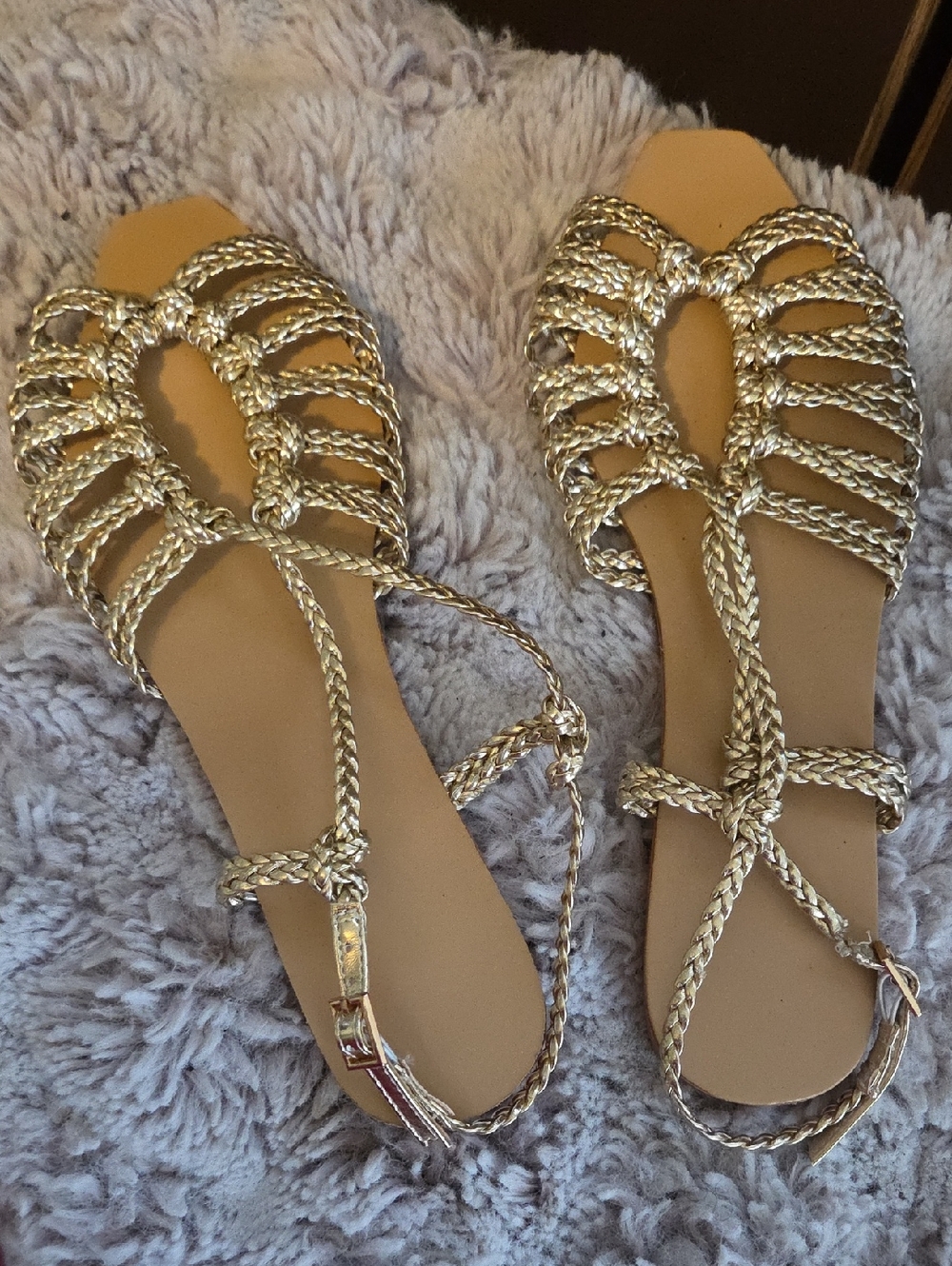 Braided Metallic Gold Women’s Gladiator Sandals